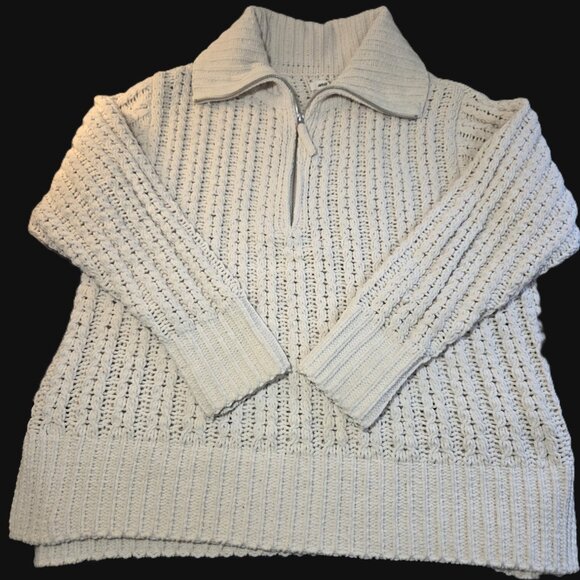 Aerie Cable Car Quarter Zip Sweater Cream Size Small - Picture 4 of 7